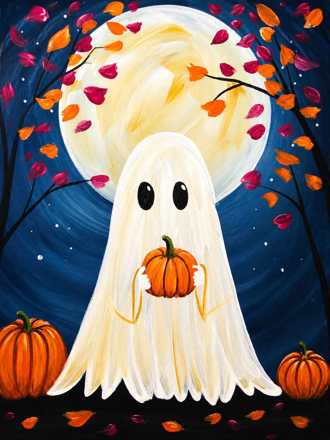 'Ghostly Pumpkin' Guided Paint Party Event Ages 8+